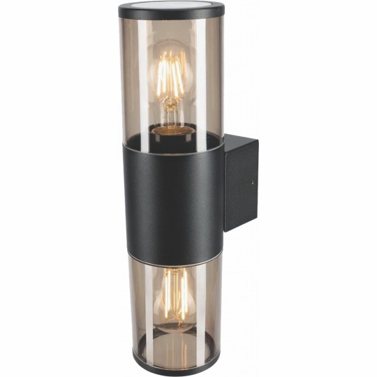 M915 S CRNA+SMOKY 2xE27 max. A60 IP54 bastenska lampa zidna Mitea Lighting