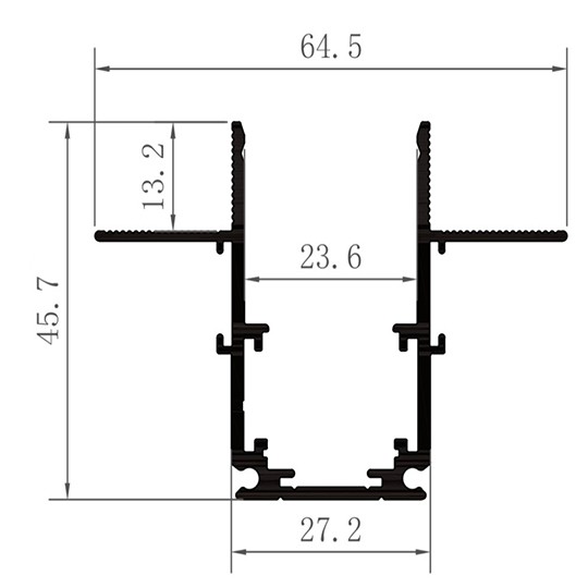 Šina 2m 13mm SLIM-UGRADNA CRNA za 48V LED magnetnu rasvetu 64.5×45.7mm Mitea Lighting