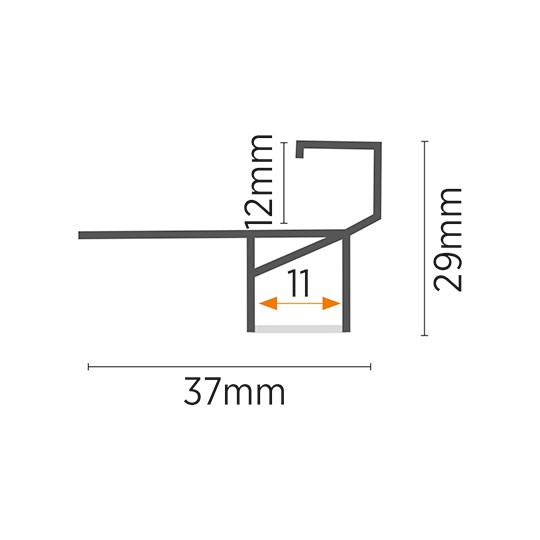 MA07-C CRNI Aluminijumski profil za LED trake 37x29x2000mm za pločice/stepenice sa difuzorom 2m Mitea Lighting
