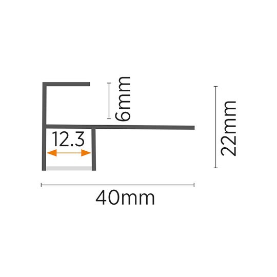 MA06-C CRNI Aluminijumski profil za LED trake 40x22x2000mm za pločice/stepenice sa difuzorom 2m Mitea Lighting