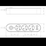 PRENOSNA PRIKLJUCNICA GS03KU 3/5met, 2 USB, TIP C