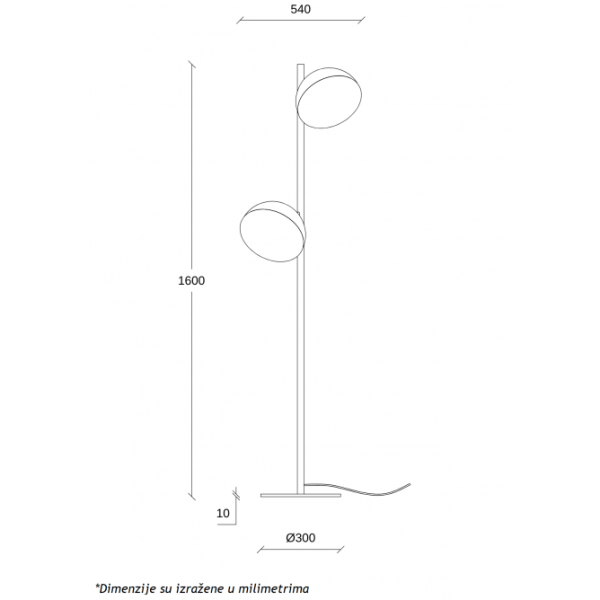 ARIA 31 PODNA LAMPA 20W 3000K CRNA