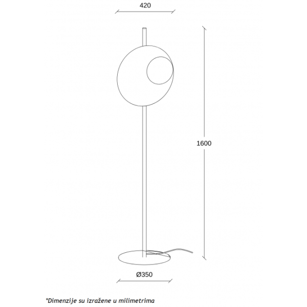 ARIA 34 PODNA LAMPA 12W 3000K CRNA