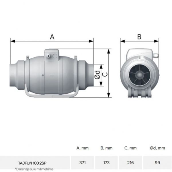 ERA VENTILATOR TYPHOON 100 TURBINA