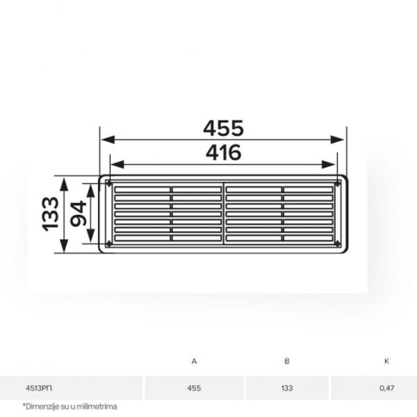 ERA ZALUZINA 4513RP BELA (455×133 mm)