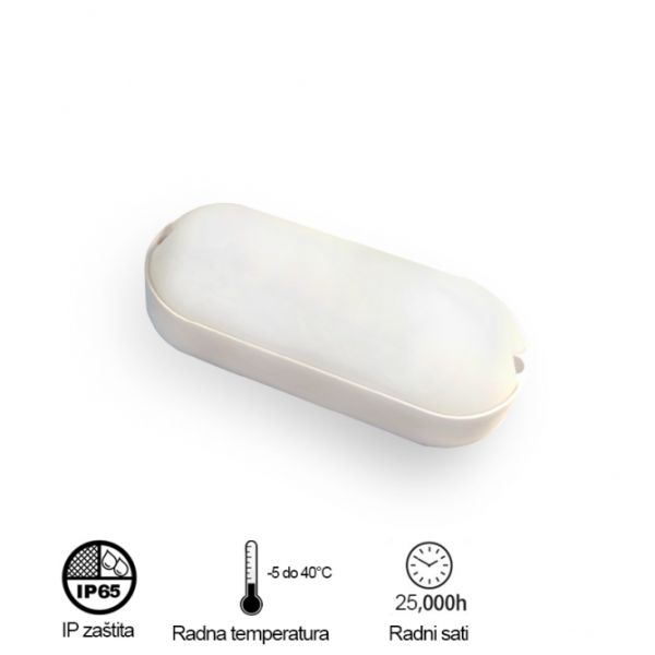 LED SVETILJKA BL1 ELIPSA 12W 4000K IP65 BELA