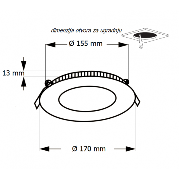 LED PANEL KA-C1 12W 6500K