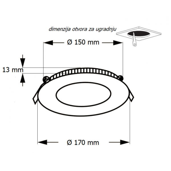 LED PANEL U/Z KNC1-12W 4000K