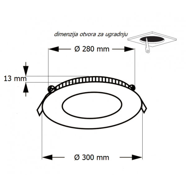 LED PANEL U/Z KNC1-24W 3000/4000/6000K