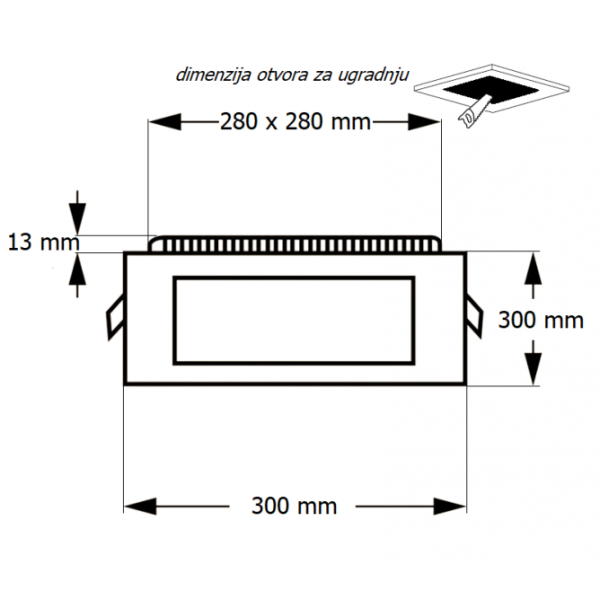 LED PANEL U/Z KNS1-24W 3000/4000/6000K