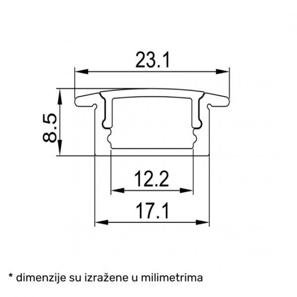 LED PROFIL LL-ALP001-R KOMPLET SIVI