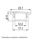 LED PROFIL LL-ALP001-R KOMPLET SIVI