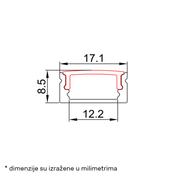 LED PROFIL LL-ALP002-R KOMPLET CRNI