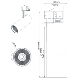 LED REF SINSKI JM-4070 30W 3000K 36° CRNI TROFAZNI