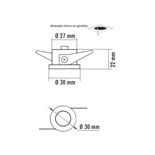 LED ROZETNA L0860-16 1W 3000K BELA