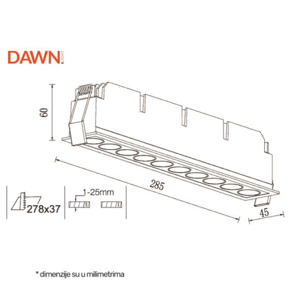 LED SVETILJKA FGL10 24W 3000K 40° BELA