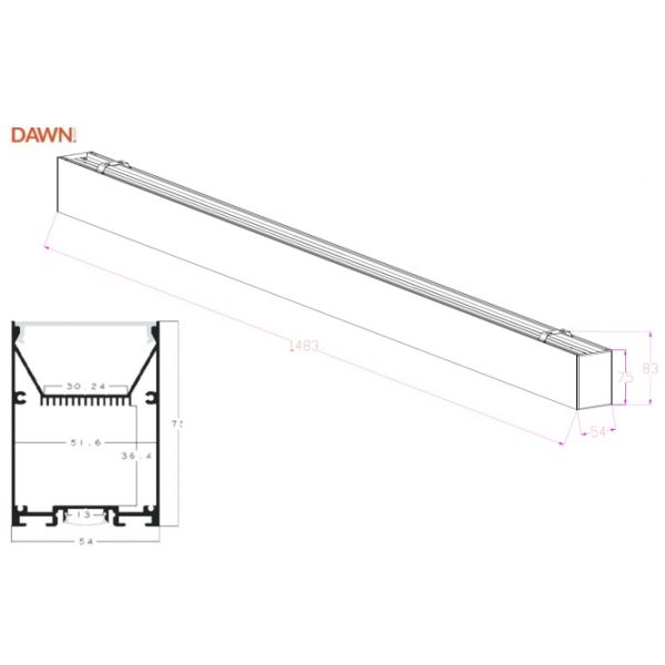 LED SVETILJKA LT-T-020-B 60W 4000K CRNA 1,5 met