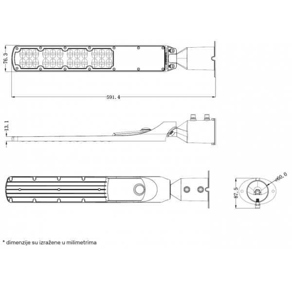 LED ULICNA SVETILJKA RA-100W 6000K