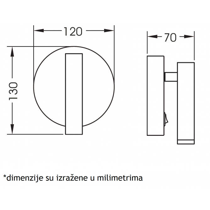 LED SVETILJKA JM-060 ZIDNA 3W 3000K + USB 5V 2A CRNA