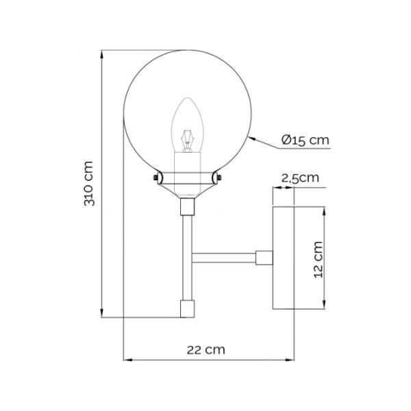 LUNA 208 ZIDNA LAMPA 1*E14 MESING