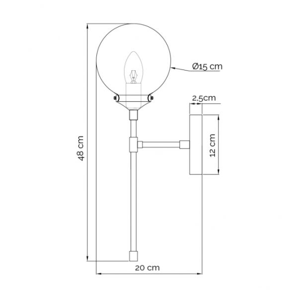 LUNA 209 ZIDNA LAMPA 1*E14 MESING