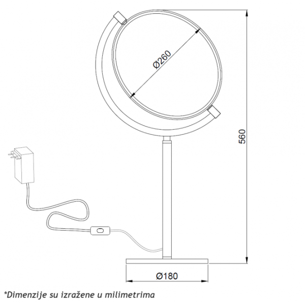 LUNA 255 STONA LAMPA 10W 3000K CRNA DIM