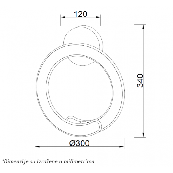 LUNA 260 ZIDNA LAMPA 24W 3000K CRNA