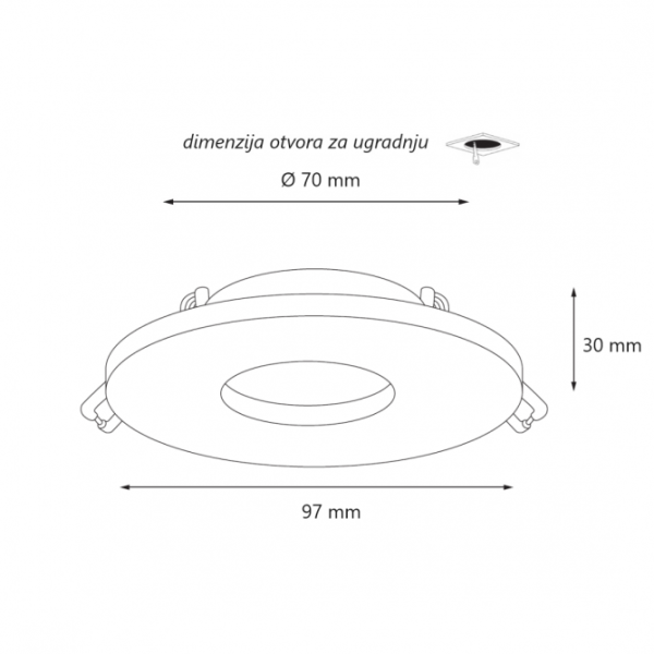 ROZETNA DDL22450 1*GU10 CRNA IP44