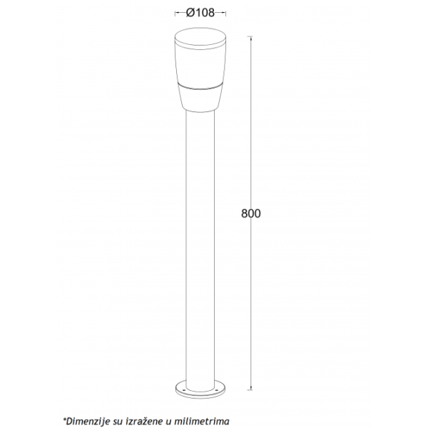 SVETILJKA JM-072 STUBNA 1*E27 IP54 ANTRACIT (h-800 mm)