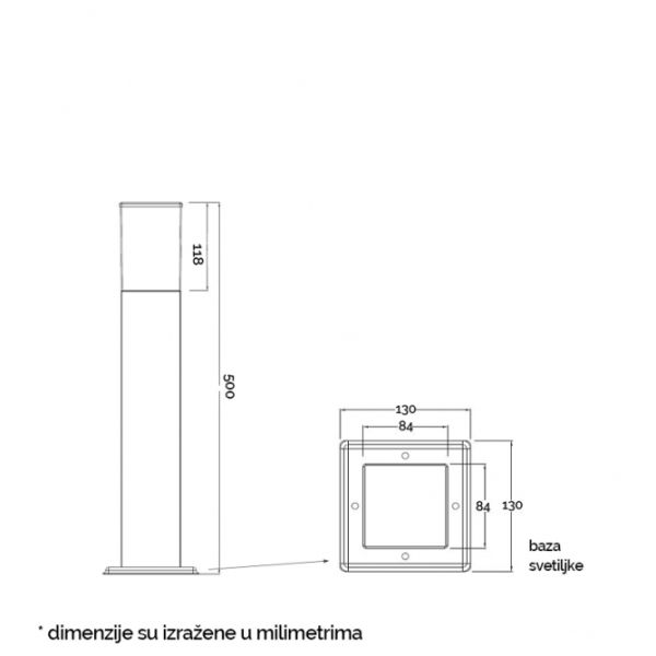 SVETILJKA JM-4607-500 STUBNA 1*E27 IP65 ANTRACIT