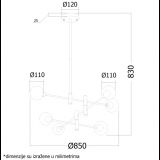 VESTA 321 VISILICA 6*G9 MESING/CRNA