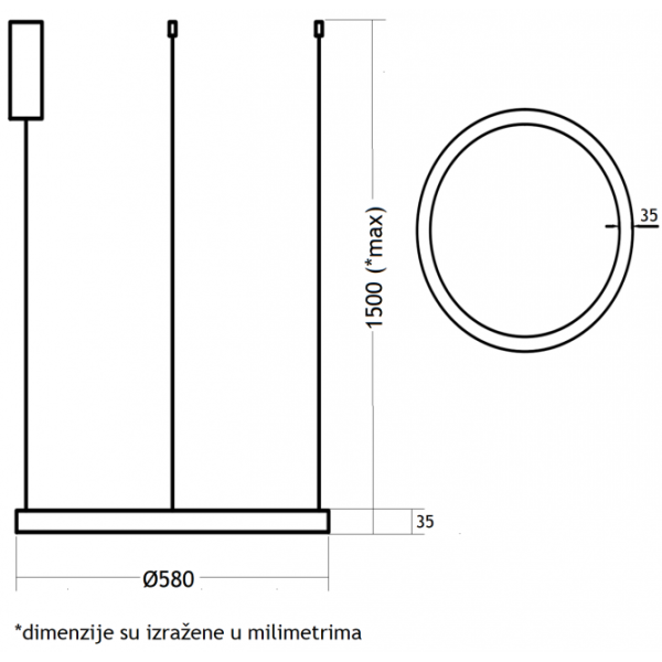 VESTA 335 VISILICA-COFFEE-48W-4000K 580*1500mm