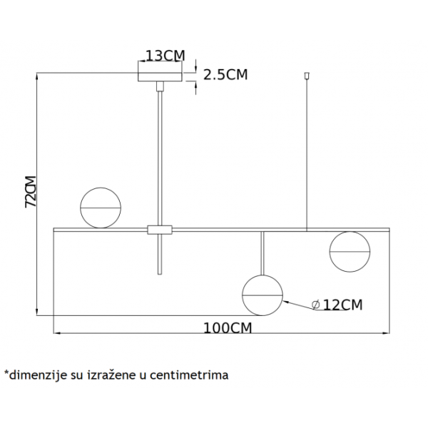 VESTA 511 LUSTER 3*G9 MESING/CRNA
