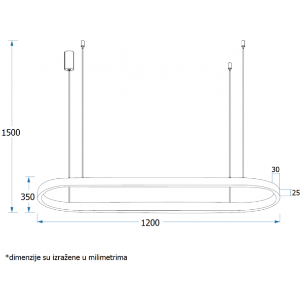 VESTA 519 VISILICA 60W 3000K BELA (1200×350 mm)