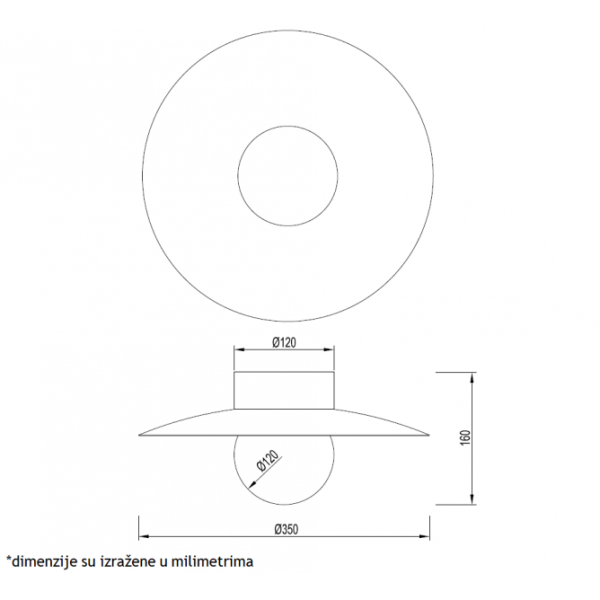 VESTA 535 PLAFONSKA SVETILJKA 8W 3000/4500/6000K TAMNO DRVO/CRNA