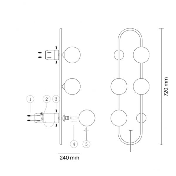 VESTA 579 ZIDNA LAMPA 4*G9 MESING