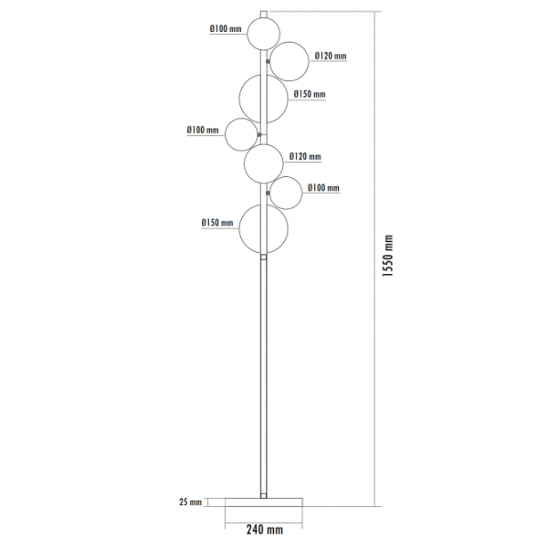 VESTA 601 PODNA LAMPA 7*G9 CRNA