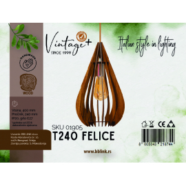 VINTAGE FELICE T240 VISILICA 1*E27 (O 240 mm, h-400 mm) – SKU01905