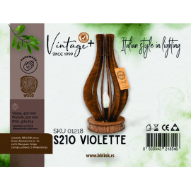 VINTAGE VIOLETTE S210 STONA LAMPA 1*E14 (O 210 mm, h-420 mm) – SKU01218