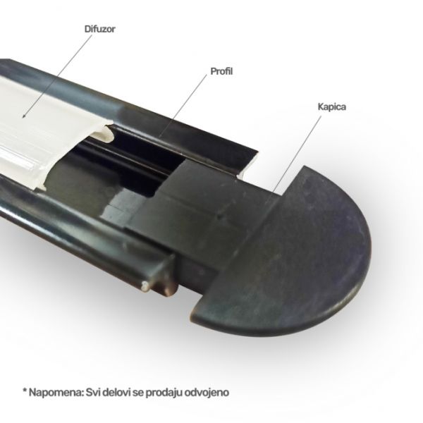 XL LED PROFIL UGRADNI 2206 CRNI (38020001)